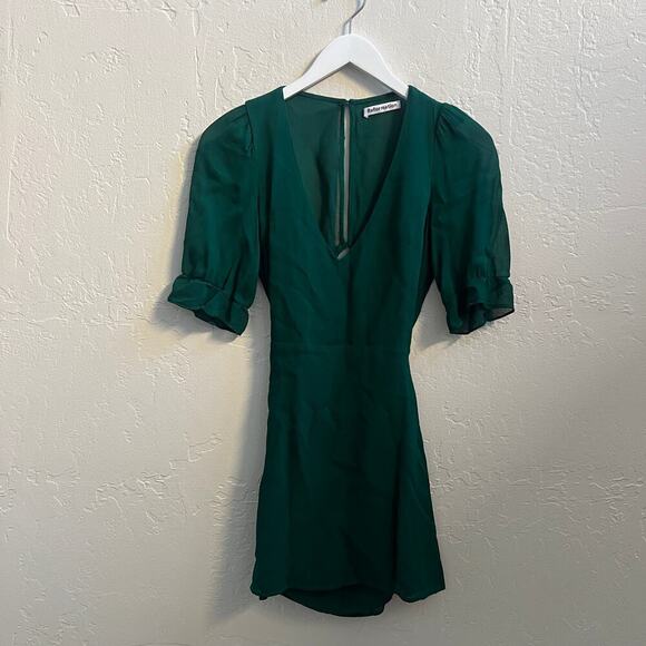 EUC $198 Reformtion Brielle Mini Dress Emerald Green - Picture 3 of 6